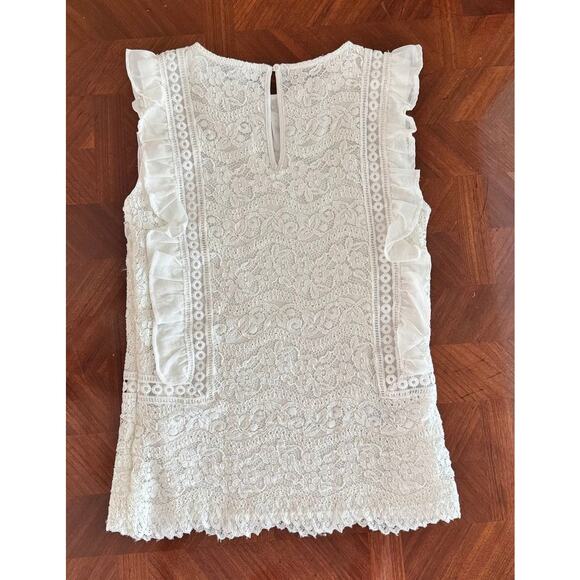 Guess White Lace Ruffle Trim Sleeveless Top Size Girls 16 - Picture 3 of 15